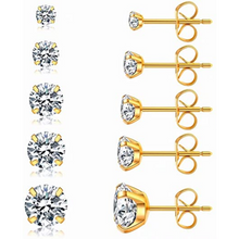 Cargar imagen en el visor de la galería, Juego de 5 pares de pendientes de tuerca, hipoalergénicos de acero inoxidable NDP20