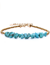 Cargar imagen en el visor de la galería, Pulsera de cadena de oro de 18 quilates con pequeñas perlas, turquesa NDP23