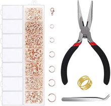 Cargar imagen en el visor de la galería, Suministros para hacer joyas, 1500 anillos de salto con cierres de langosta y alicates de joyería NDP19