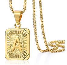 Cargar imagen en el visor de la galería, Collar con colgante de letra inicial para hombre y mujer, chapado en oro amarillo NDP1