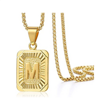 Cargar imagen en el visor de la galería, Collar con colgante de letra inicial para hombre y mujer, chapado en oro amarillo NDP1