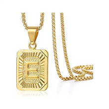 Cargar imagen en el visor de la galería, Collar con colgante de letra inicial para hombre y mujer, chapado en oro amarillo NDP1