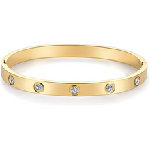 Cargar imagen en el visor de la galería, Pulsera ovalada con piedra de acero inoxidable con bisagras y pulseras de cristal NDP44