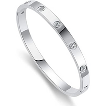 Cargar imagen en el visor de la galería, Pulsera ovalada con piedra de acero inoxidable con bisagras y pulseras de cristal NDP44