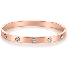 Cargar imagen en el visor de la galería, Pulsera ovalada con piedra de acero inoxidable con bisagras y pulseras de cristal NDP44