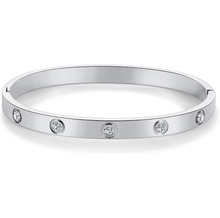 Cargar imagen en el visor de la galería, Pulsera ovalada con piedra de acero inoxidable con bisagras y pulseras de cristal NDP44