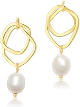 Cargar imagen en el visor de la galería, Pendientes de tuerca de latón chapado en oro de 14 quilates NDP79