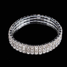 Cargar imagen en el visor de la galería, Conjunto de joyas, gargantilla, aretes, pulsera y aros con estrás de cristal NDP-29