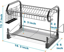 Cargar imagen en el visor de la galería, Estante para secar platos, escurridor de platos de 2 niveles NDP137