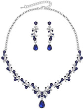 Cargar imagen en el visor de la galería, Juego de collar y aretes de cristal y circonita cúbica, para mujer NDP-39