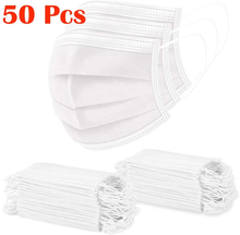 Cargar imagen en el visor de la galería, Máscaras faciales blancas desechables, seguridad transpirable de 3 capas