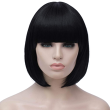 Cargar imagen en el visor de la galería, Peluca de dama, cabello lacio, corto, con flequillo, estilo Bob, 11.4 pulgadas