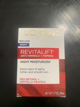 Cargar imagen en el visor de la galería, Loreal Revitalift Hidratante de noche reafirmante antiarrugas 1.7 oz