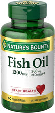 Cargar imagen en el visor de la galería, Aceite de pescado con Omega-3- Apoyo del corazón, 1200 mg