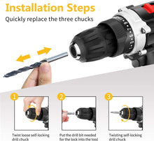 Cargar imagen en el visor de la galería, Juego de taladro inalámbrico con 2 baterías, 12.8V 28Nm potente destornillador eléctrico NDP-54