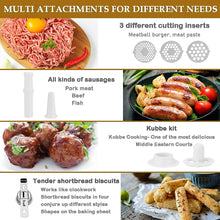 Cargar imagen en el visor de la galería, Molinillo eléctrico de carne, 500 W 3 en 1 de acero inoxidable con 3 platos NDP167