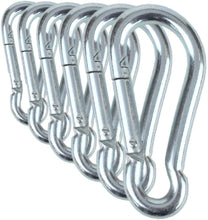 Cargar imagen en el visor de la galería, Mosquetón de acero galvanizado en zinc negro y plateado resistente 6 unidades NDP 10