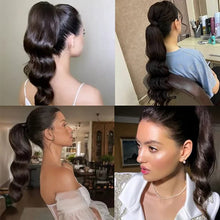 Cargar imagen en el visor de la galería, Extensión de cola de caballo de 20 pulgadas con clip en ondulado, color negro, NDP42