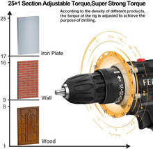Cargar imagen en el visor de la galería, Juego de taladro inalámbrico con 2 baterías, 12.8V 28Nm potente destornillador eléctrico NDP-54