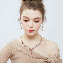 Cargar imagen en el visor de la galería, Juego de collar y aretes de cristal y circonita cúbica, para mujer NDP-39