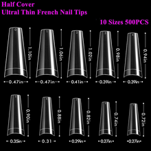 Cargar imagen en el visor de la galería, 500 puntas falsas de uñas postizas de acrílico de media cubierta