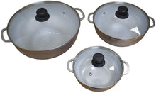 Cargar imagen en el visor de la galería, Natural Caldero tapa de vidrio y ventilación de vapor 3 piezas (1.4/3.4/6.6) cuarto de galón, plata NDP162