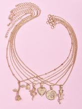 Cargar imagen en el visor de la galería, Collar con dije de corazón y candado de 6 piezas ✅