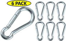 Cargar imagen en el visor de la galería, Mosquetón de acero galvanizado en zinc negro y plateado resistente 6 unidades NDP 10