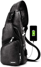 Cargar imagen en el visor de la galería, Mochila de lona lateral para hombre con puerto de carga USB NDP18