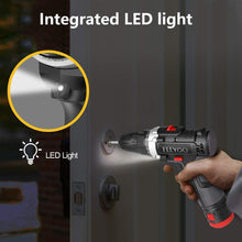 Cargar imagen en el visor de la galería, Juego de taladro inalámbrico con 2 baterías, 12.8V 28Nm potente destornillador eléctrico NDP-54