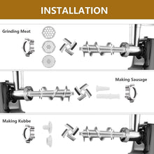 Cargar imagen en el visor de la galería, Molinillo eléctrico de carne, 500 W 3 en 1 de acero inoxidable con 3 platos NDP167