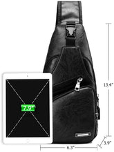 Cargar imagen en el visor de la galería, Mochila de lona lateral para hombre con puerto de carga USB NDP18