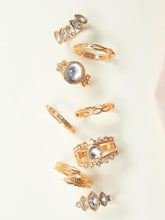 Cargar imagen en el visor de la galería, 8 piezas de decoración de diamantes de imitación y anillos de diseño de hojas ✅