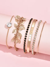 Cargar imagen en el visor de la galería, Juego de pulseras con dije de hoja de diamantes de imitación - 6 piezas ✅