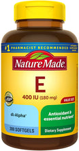 Cargar imagen en el visor de la galería, Vitamina E 180 mg, 400 UI dl-Alpha Cápsulas blandas