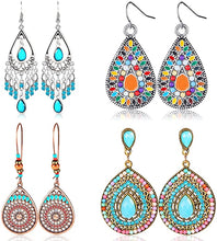 Cargar imagen en el visor de la galería, 4 pares de pendientes bohemios vintage NDP-47