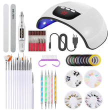 Cargar imagen en el visor de la galería, Juego de lámpara y taladro de uñas, kit de lima de esmalte de uñas eléctrico de 54 W