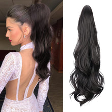 Cargar imagen en el visor de la galería, Extensión de cola de caballo de 20 pulgadas con clip en ondulado, color negro, NDP42