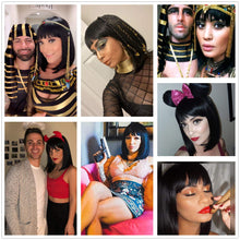 Cargar imagen en el visor de la galería, Peluca de dama, cabello lacio, corto, con flequillo, estilo Bob, 11.4 pulgadas