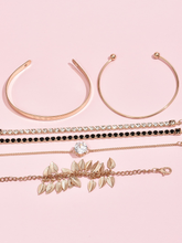 Cargar imagen en el visor de la galería, Juego de pulseras con dije de hoja de diamantes de imitación - 6 piezas ✅