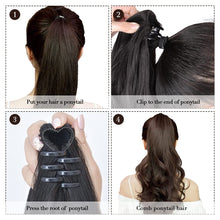 Cargar imagen en el visor de la galería, Extensión de cola de caballo de 20 pulgadas con clip en ondulado, color negro, NDP42