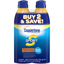 Cargar imagen en el visor de la galería, Coppertone SPORT Spray protector solar (5.5 onzas por botella, paquete de 2)