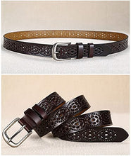 Cargar imagen en el visor de la galería, Cinturón de piel con diseño de flores NDP3