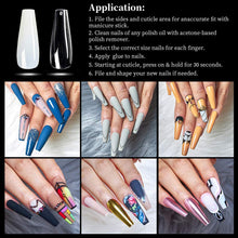 Cargar imagen en el visor de la galería, Juego de 10 hojas de 24 pestañas adhesivas de uñas de pegamento para uñas falsas de bailarina, 600 unidades