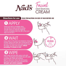 Cargar imagen en el visor de la galería, Nad's Crema depilatoria facial – Suave y calmante para mujeres