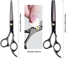 Cargar imagen en el visor de la galería, Tijeras de corte de pelo profesional con peine y estuche, color negro