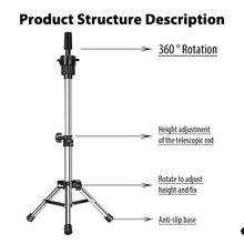 Cargar imagen en el visor de la galería, Soporte de cabeza para maniquí, trípode ajustable #33