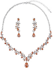 Cargar imagen en el visor de la galería, Juego de collar y aretes de cristal y circonita cúbica, para mujer NDP-39