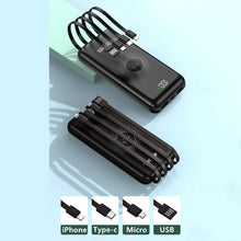 Cargar imagen en el visor de la galería, Cargador de batería externa de 20000 mAh con cable integrado para iPhone y cable USB C NDP8