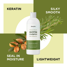 Cargar imagen en el visor de la galería, Champú sin sulfato con biotina queratina y aceite de coco para volumen del cabello 8oz